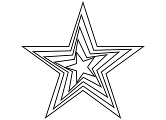 Vector star made of thin black lines on a white background. Design element for packaging, covers, interior decor, cards. Vector illustration