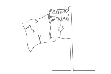 A flag on a pole. Australia day one-line drawing