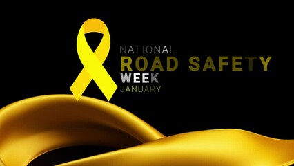 National Road safety week. wave animation. ribbon and text motion.
