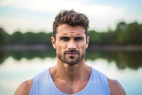 Portrait of a handsome man with a sky background