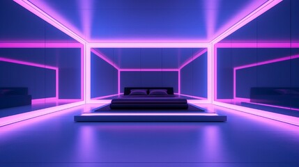 Obraz premium 3D neon light theme bedroom 