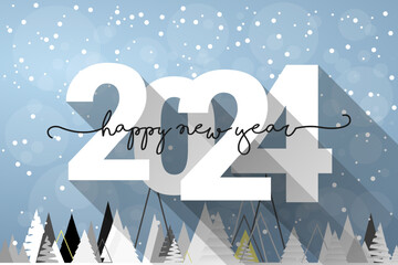 Fototapeta na wymiar 2024 - happy new year 2024 - best wishes