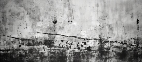 The abstract pattern on the grunge monochrome wall creates a stunning contrast with the white and black design adding depth and texture to the dark dirty gray surface making it an intriguin