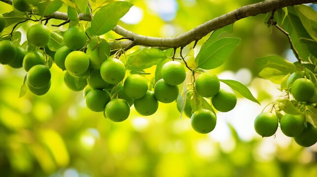 close up photography of green limes on the tree