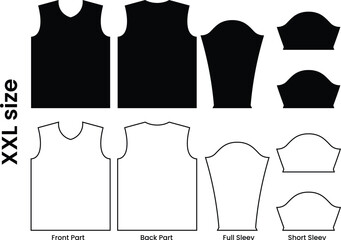 Jersey design template pattern. XXL size jersey pattern template t-shirt
