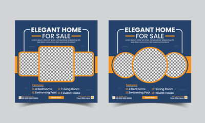 Real estate social media post template or web banner ads design template.