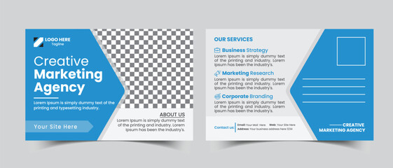 Corporate postcard design template. EDDM postcard design template.