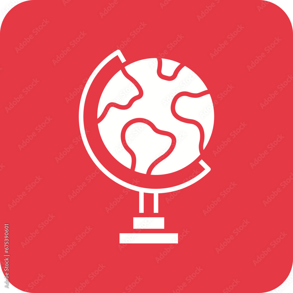 Sticker Globe Stand Line Color Icon