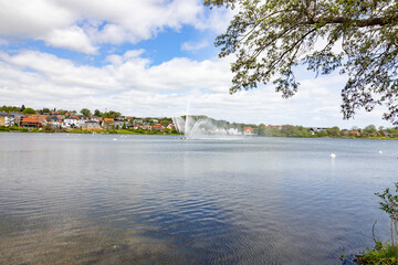 Obraz premium Kolding castle lake, Kolding is a harbor and market town in South Jutland in Denmark with 57,583 inhabitants (2013) 