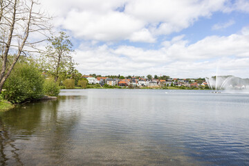 Obraz premium Kolding castle lake, Kolding is a harbor and market town in South Jutland in Denmark with 57,583 inhabitants (2013) 