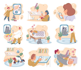 Child with tablet. Vector illustration. The internet provides virtual space where kids can explore and expand their knowledge Using tablet for studying enhances childs learning experience
