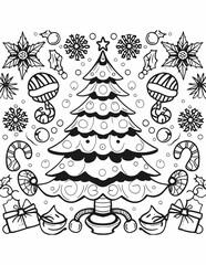 cute coloring book for kids big christmas tree