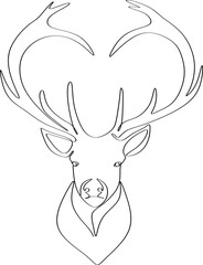Proud deer linear illustration.Animal world. wild nature