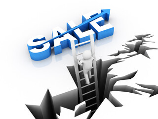 
3d illustration business Sales concept