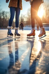 Ice skating, winter sports. AI Generated. - obrazy, fototapety, plakaty