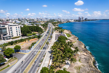 Beautiful aerial view of the city of Santo Domingo - Dominican Republic with is Parks, buildings,...