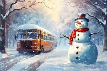 snowman in the snow - 675392689