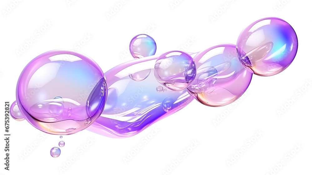 Poster holographic liquid 3d render glossy shape isolated on transparent background. generative ai