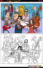 cartoon musicians group or musical band coloring page