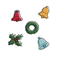 christmas bells with holly