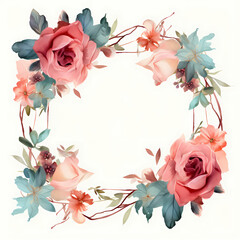 Beautiful Watercolor Flower Frame For Wedding Cards