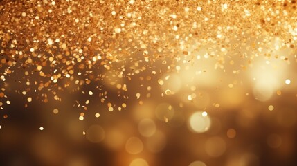Abstract glod and gold glitter particles and light bokeh background.