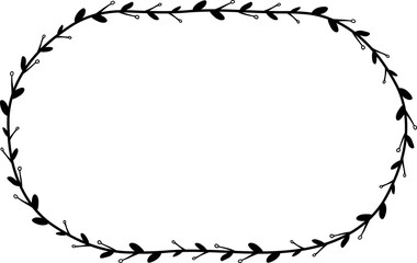 Horizontal Frame flower Wreath floral leaf borders Rectangle shape silhouette black decoration border Branch laurel wedding frames Botanical ornate Elements design badge decoration 