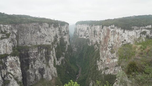 Itaimbezinho canyon at the Aparados da Serra National Park, located in the Serra Geral range of Rio Grande do Sul and Santa Catarina between coastal forests, grasslands and Araucaria moist forests.