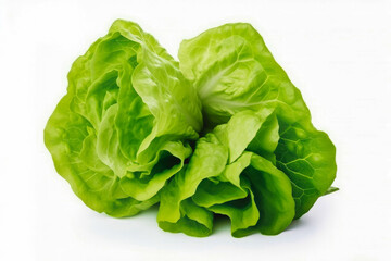 Lettuce fresh healthy vegetable on white background. Fresh wholefoods farmer's market produce. Healthy lifestyle concept and healthy food.