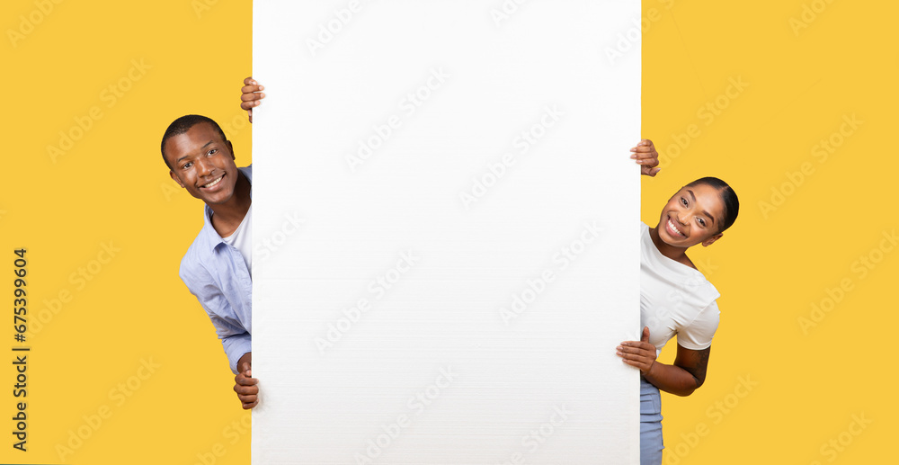 Wall mural black spouses with large blank poster, banner