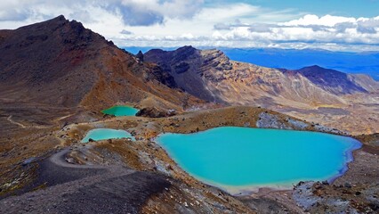 Sulfurous blue lakes of Tongariro National Park