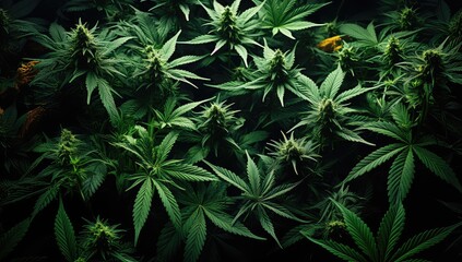 Obrazy na Plexi  zdjecia leczniczej konopi z ładnymi liścmi marihuany