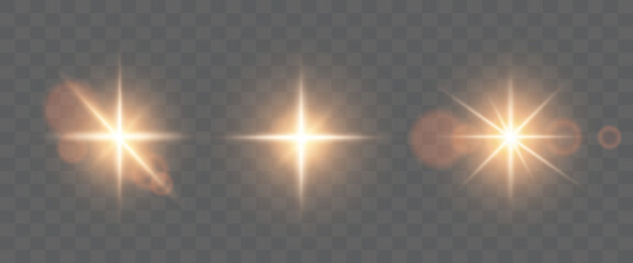 Glare, star dust. Vector glare isolated on transparent background.