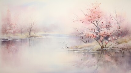 Naklejka na ściany i meble the softness and subtlety of a silky background in muted, pastel shades, invoking a sense of tranquility and serenity, like a calming watercolor painting.