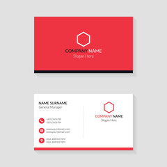 Business card design template. Red and White color creative and clean business card concept design