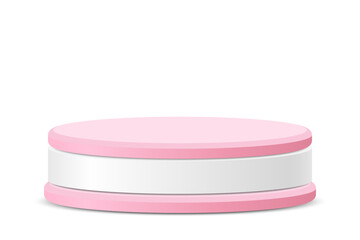 3d pink and white round podium, pedestal for displaying product presentations, awards