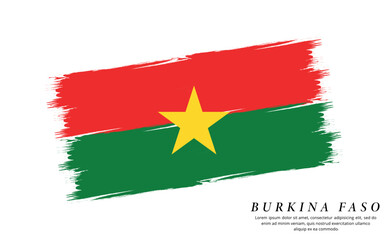 Burkina Faso flag brush vector background. Grunge style country flag of Burkina Faso brush stroke isolated on white background