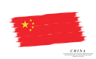 China flag brush vector background. Grunge style country flag of China brush stroke isolated on white background