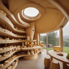 Fototapeta premium Unusual house architecture: cheese house