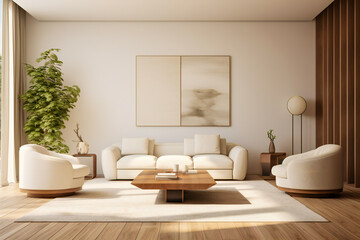 Fototapeta na wymiar Modern living room design in muted earth colors