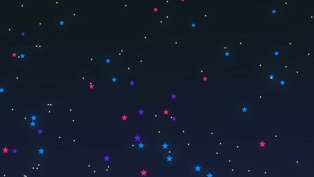Rising Stars Background Animation.  An animated video of rising white, red and blue stars rising with a dark blue background.