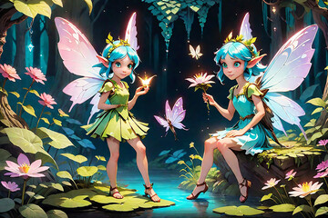 Obraz na płótnie Canvas fairy background,2D cartoon background.