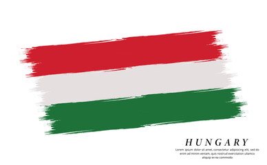 Hungary flag brush vector background. Grunge style country flag of Hungary brush stroke isolated on white background
