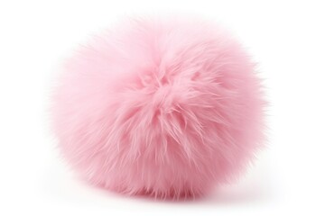 Obraz premium Fluffy pink balls isolated on white background. Top view.