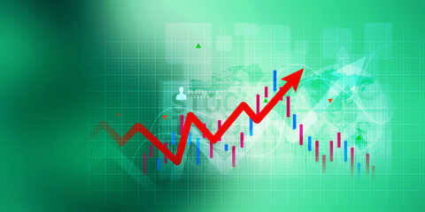 2d rendering Stock market online business concept. business Graph 