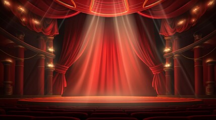 stage with spotlights and curtains background generated by AI tool