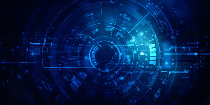 2d illustration Abstract futuristic electronic circuit technology background