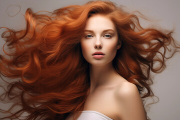 Fototapeta premium Beautiful model woman with long curly hairstyle