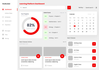 Learning, Study, Student Progress, E-learning, Course and Learn Platform Software Dashboard Template