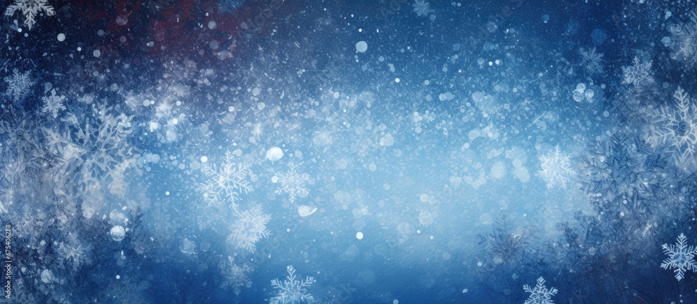 Poster the abstract art illustration on the christmas card features a background of white snow against a bl